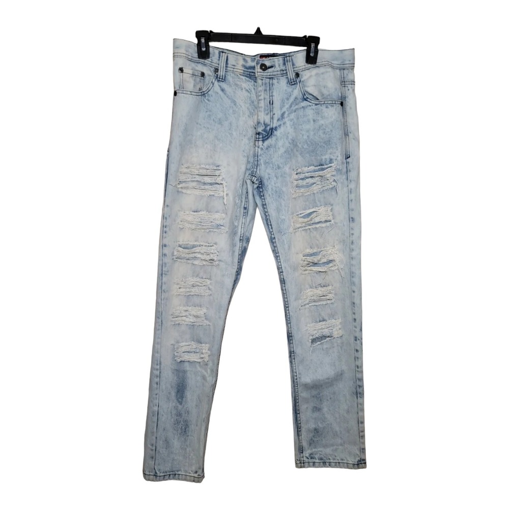 South Pole Men's Jeans 34 X 32‎ Distressed Light Wash Straight Leg